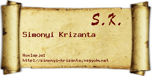 Simonyi Krizanta névjegykártya